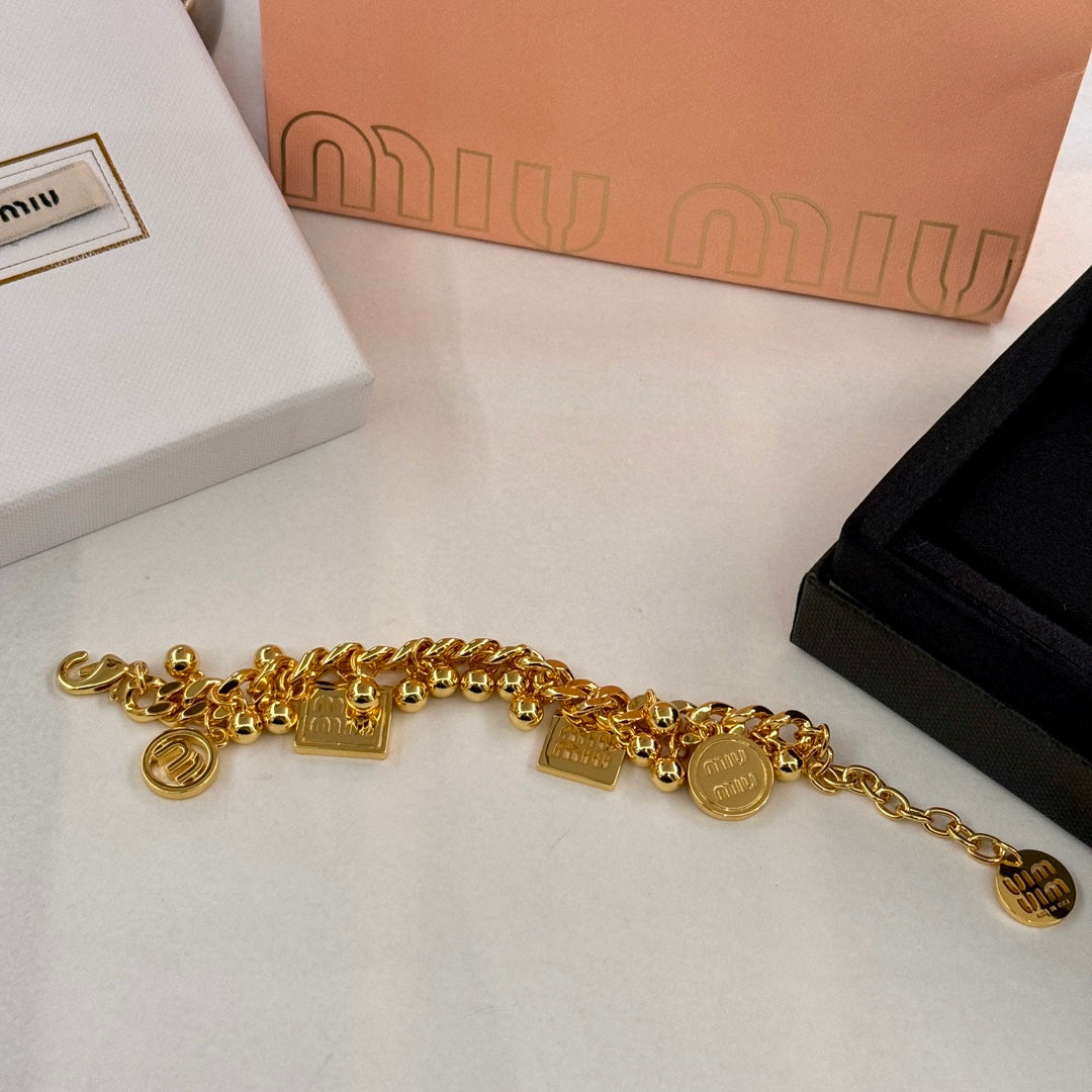 Miumiu Versatile Gold Chain Bracelet SLC73