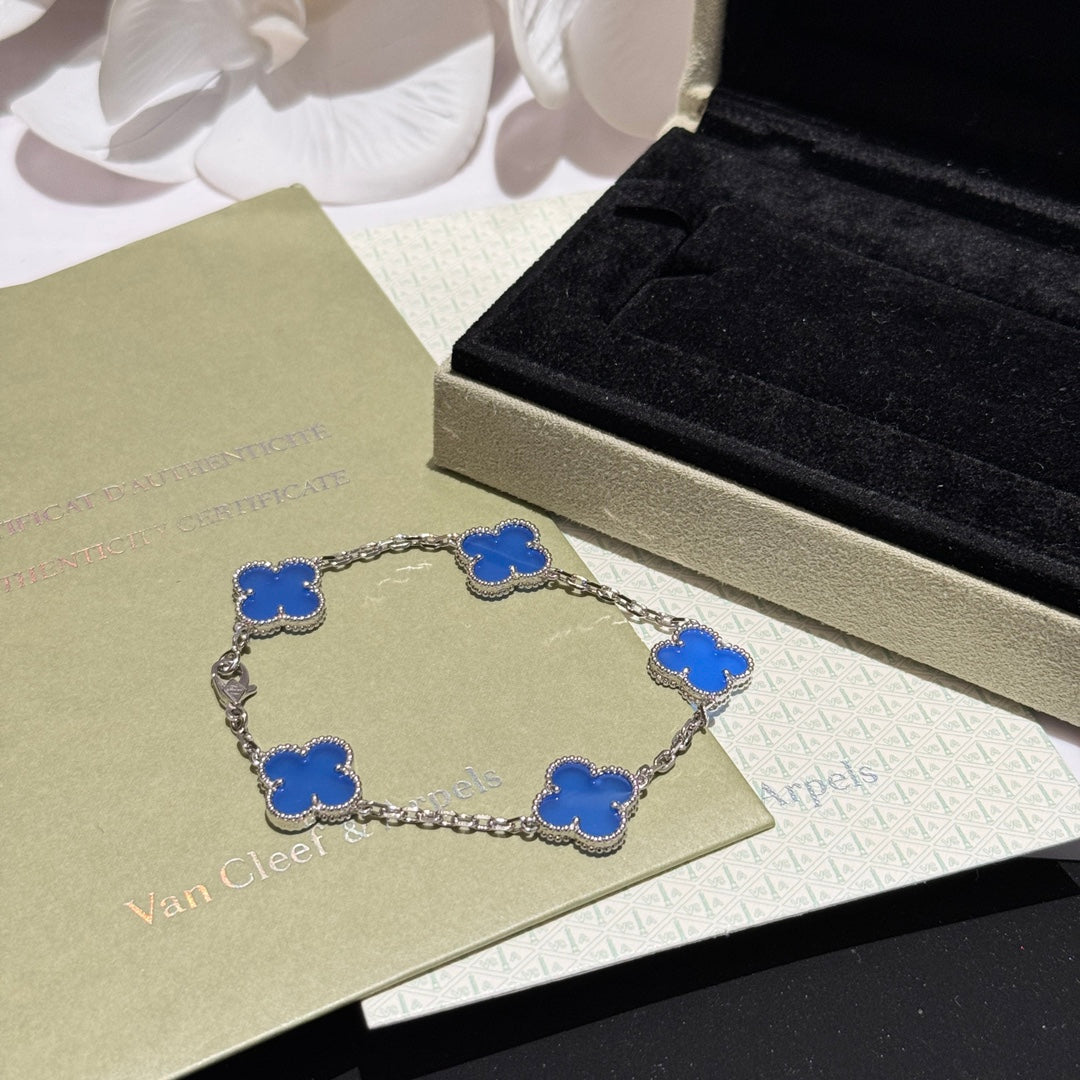 18k gold five flower blue agate bracelet SLC79