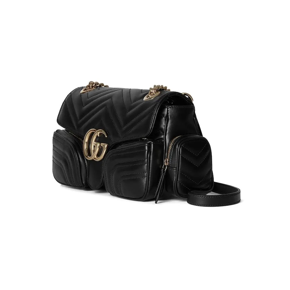 gg marmont series 25 5cm small black multi pocket crossbody shoulder bag 795228