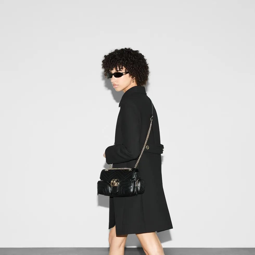 gg marmont series 25 5cm small black multi pocket crossbody shoulder bag 795228