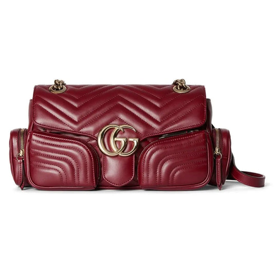 gg marmont series 25 5cm small red multi pocket crossbody shoulder bag 795228