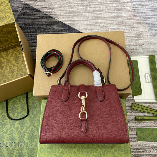 jackie series 24cm wine red handheld cross shoulder bag 795349
