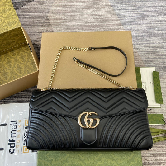 gg marmont black 40cm underarm cross shoulder bag 788371