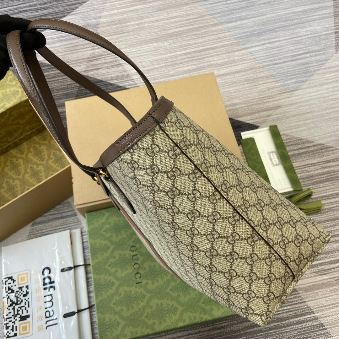 gg ophidia 38cm brown shoulder tote bag 631685