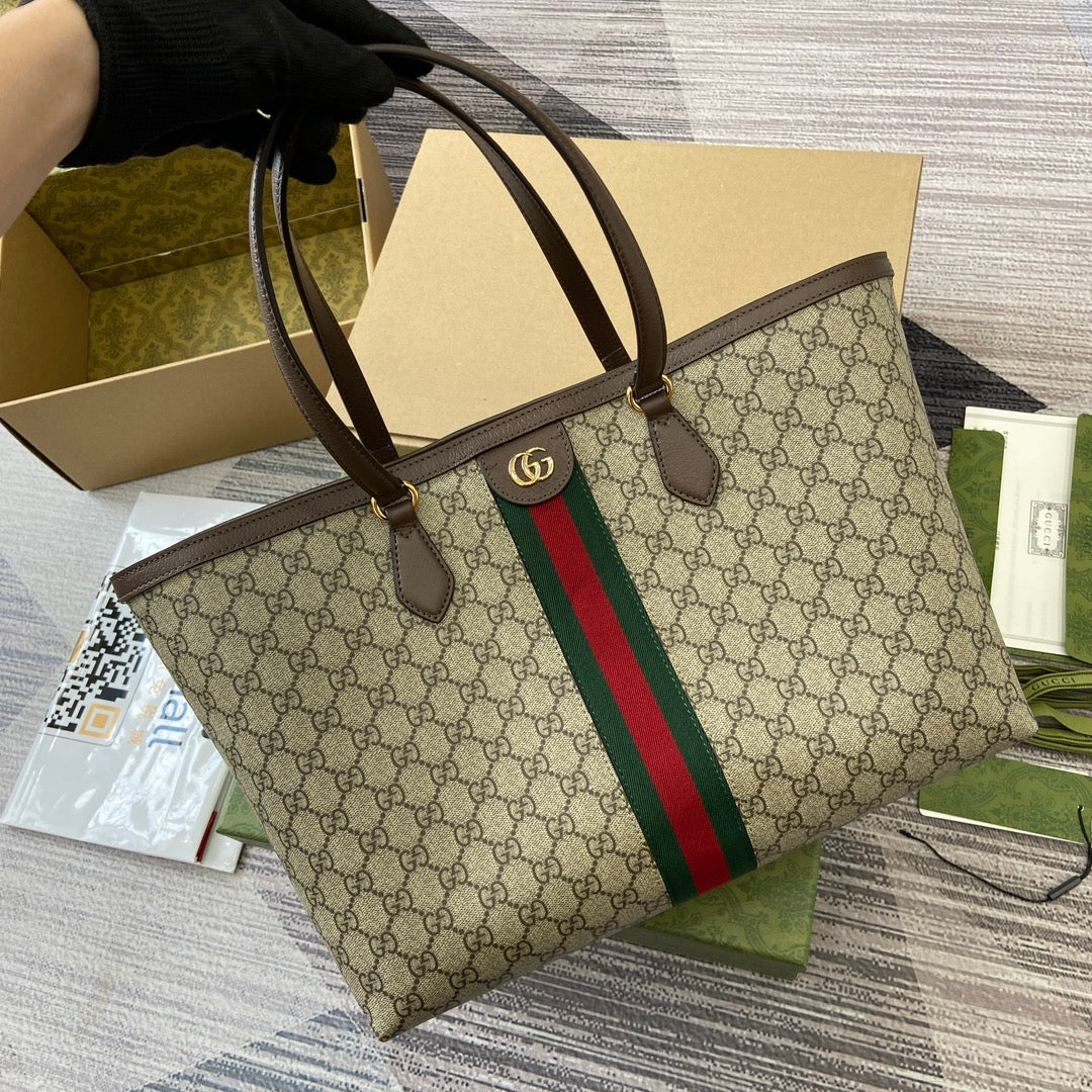 gg ophidia 38cm brown shoulder tote bag 631685
