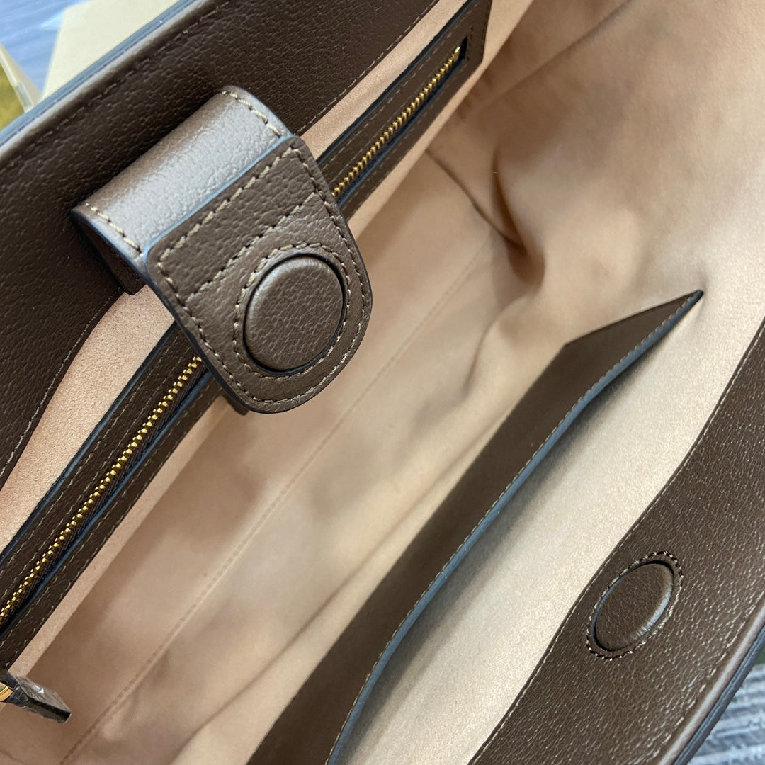 gg ophidia 38cm brown shoulder tote bag 631685