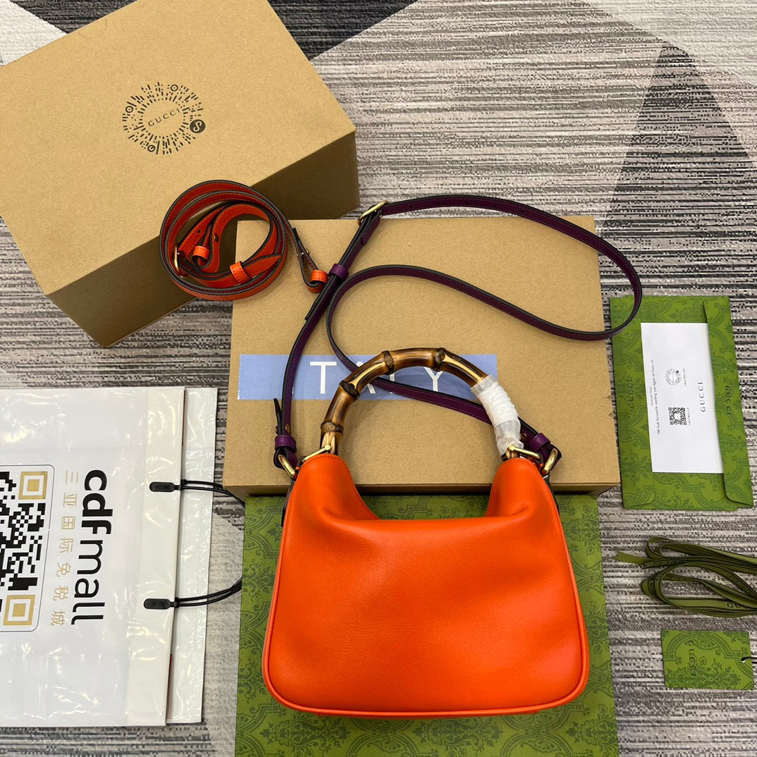 diana bamboo knot small 24cm orange cross shoulder backpack 746251