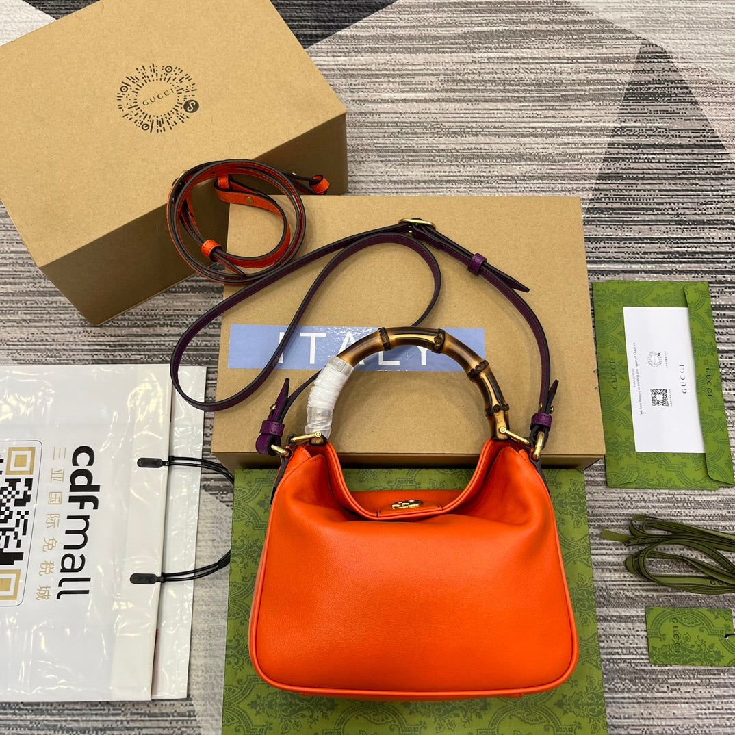 diana bamboo knot small 24cm orange cross shoulder backpack 746251