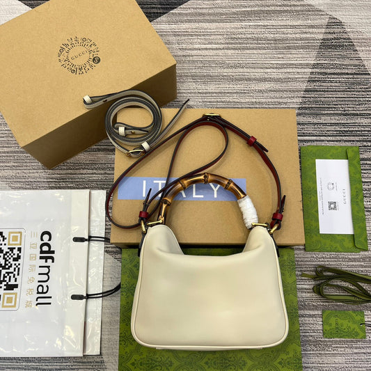 gg diana bamboo knot small 24cm white cross shoulder backpack 746251