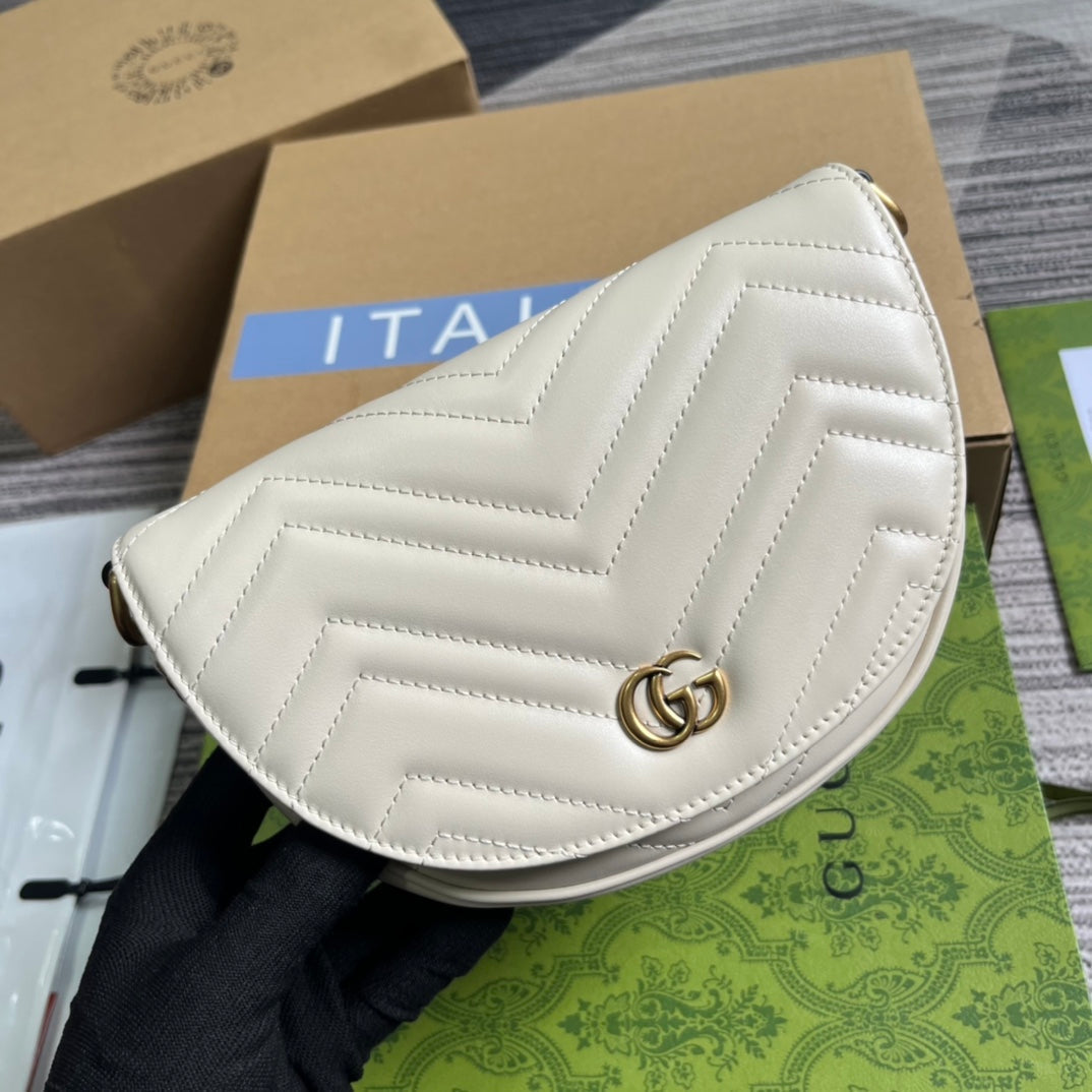 gg marmont series white crossbody single shoulder quilted chain bag 746431
