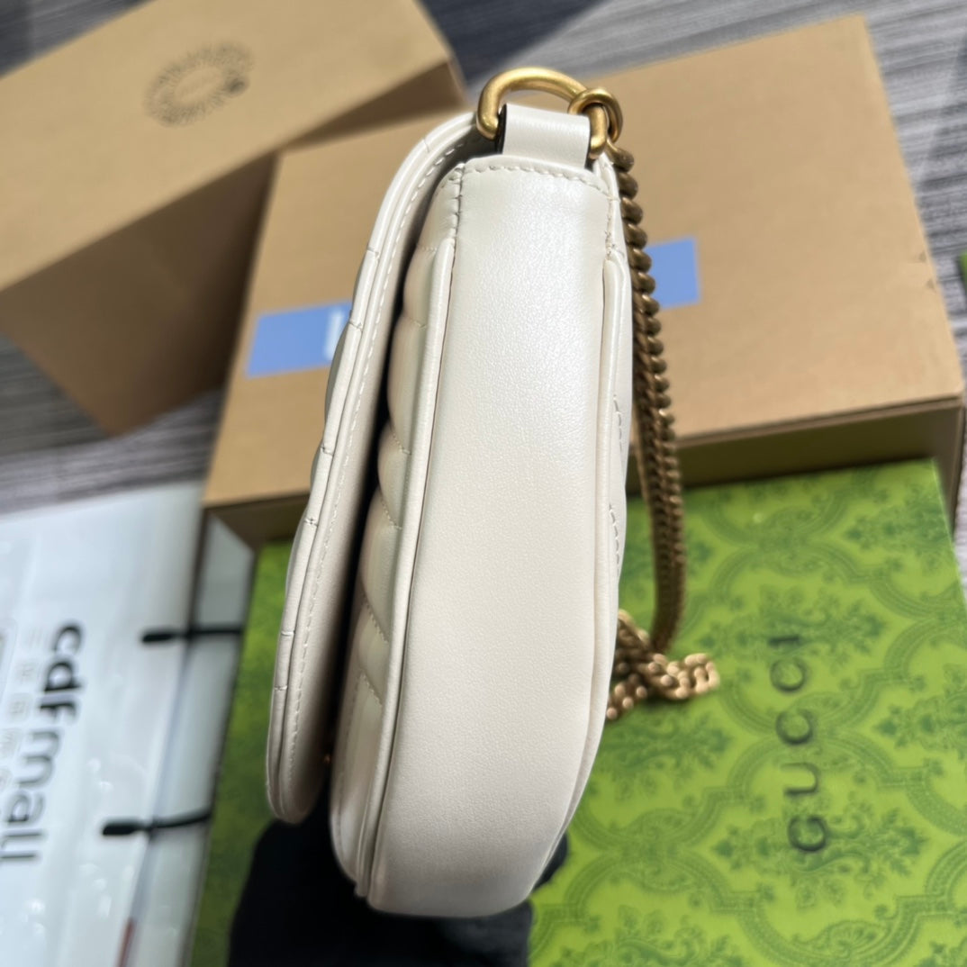gg marmont series white crossbody single shoulder quilted chain bag 746431