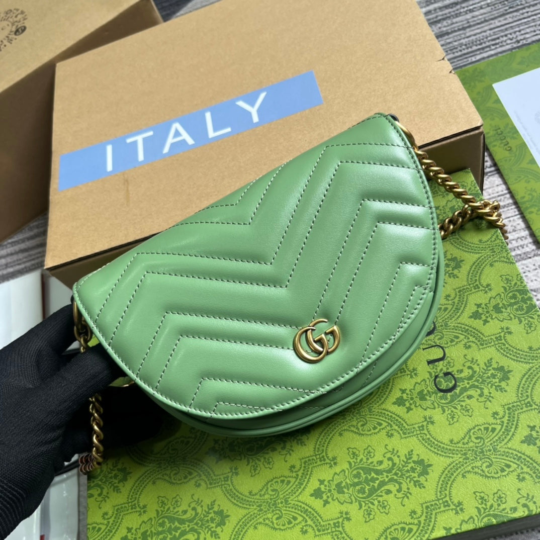 gg marmont series green crossbody single shoulder quilted chain bag 746431
