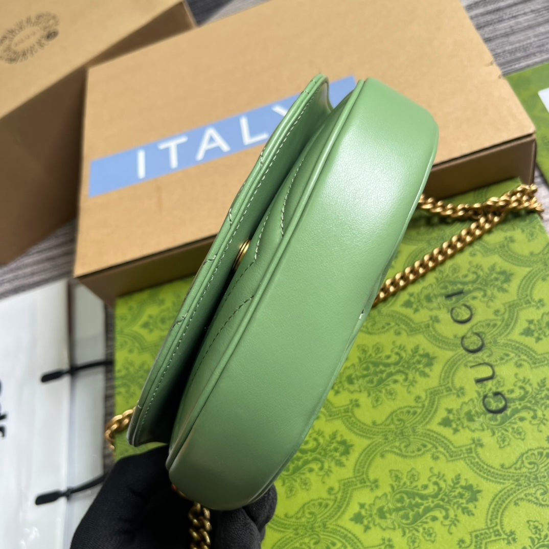 gg marmont series green crossbody single shoulder quilted chain bag 746431