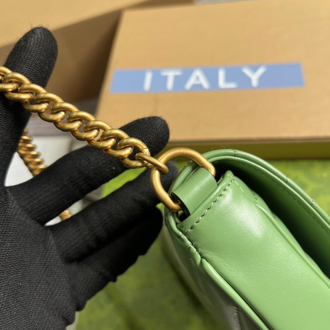 gg marmont series green crossbody single shoulder quilted chain bag 746431
