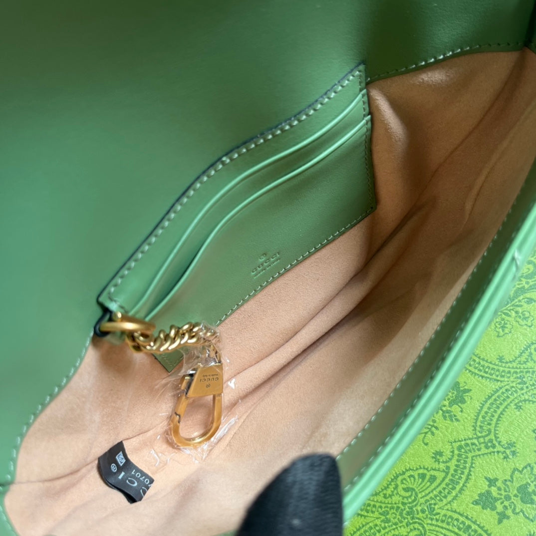 gg marmont series green crossbody single shoulder quilted chain bag 746431
