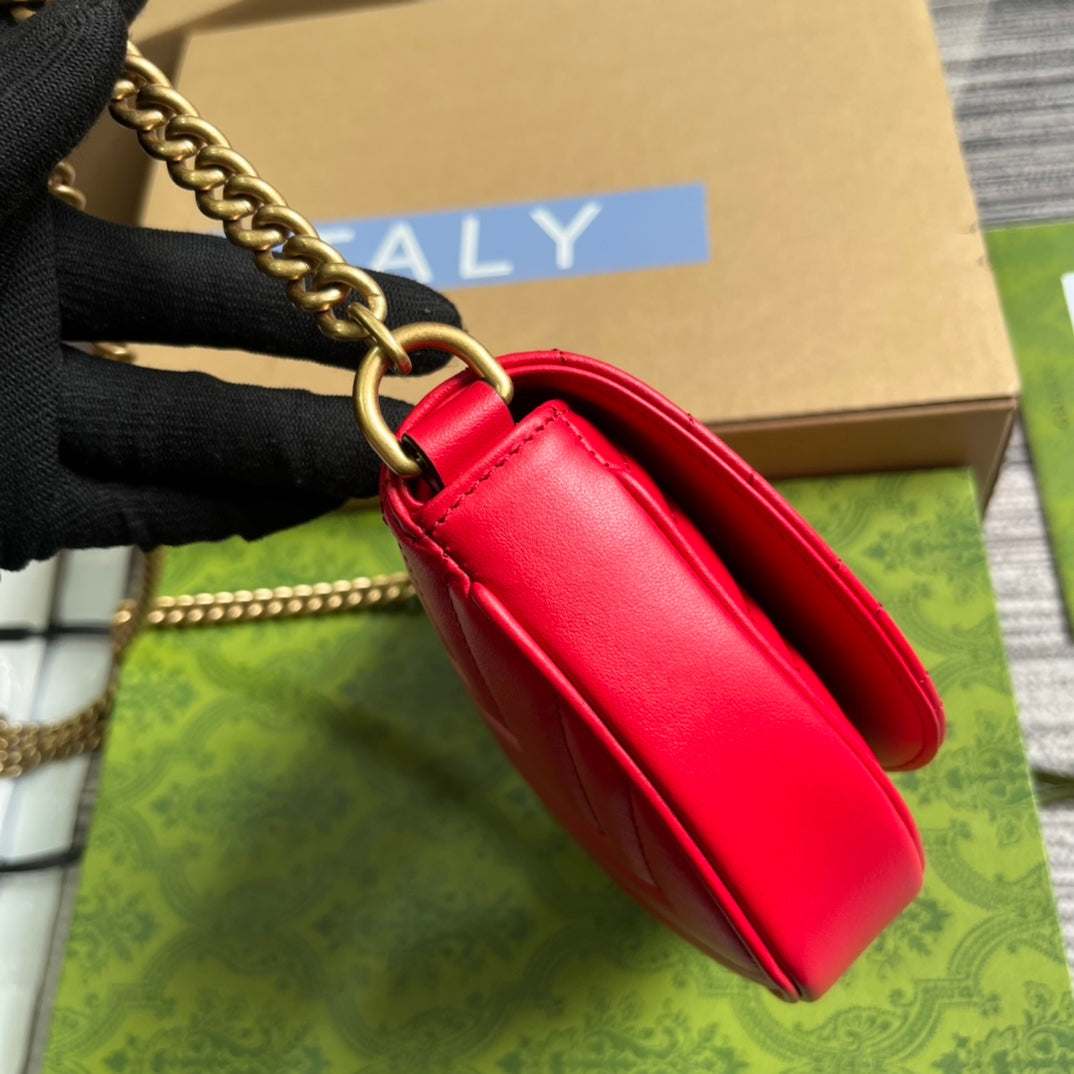 gg marmont series 20cm red crossbody chain shoulder bag 746431
