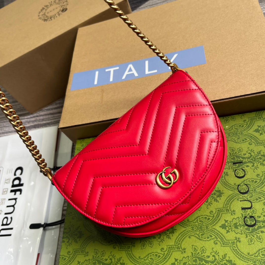 gg marmont series 20cm red crossbody chain shoulder bag 746431
