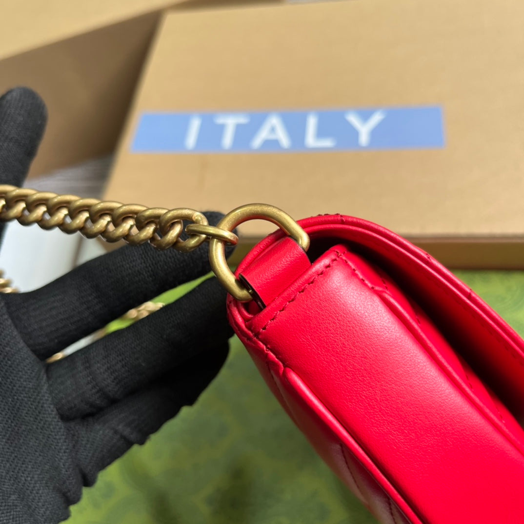 gg marmont series 20cm red crossbody chain shoulder bag 746431