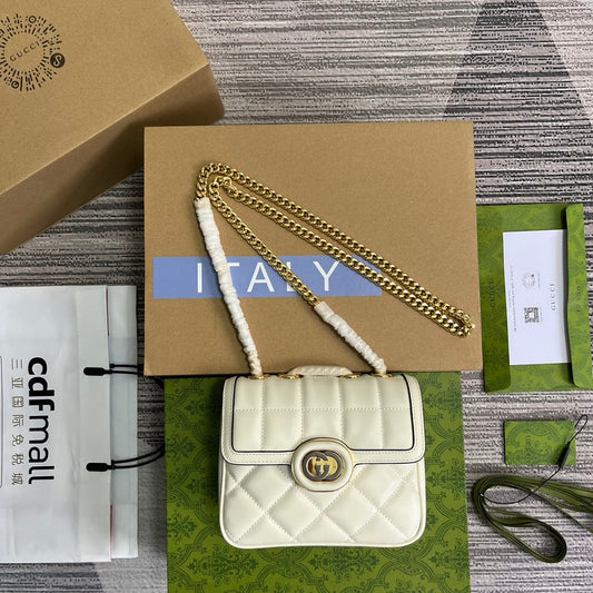 deco white shoulder back small square bag single shoulder crossbody bag 741457