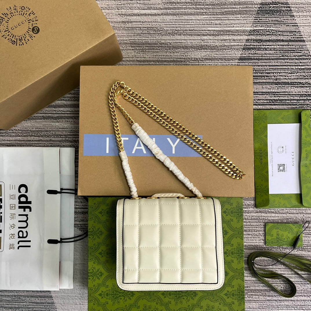 deco white shoulder back small square bag single shoulder crossbody bag 741457
