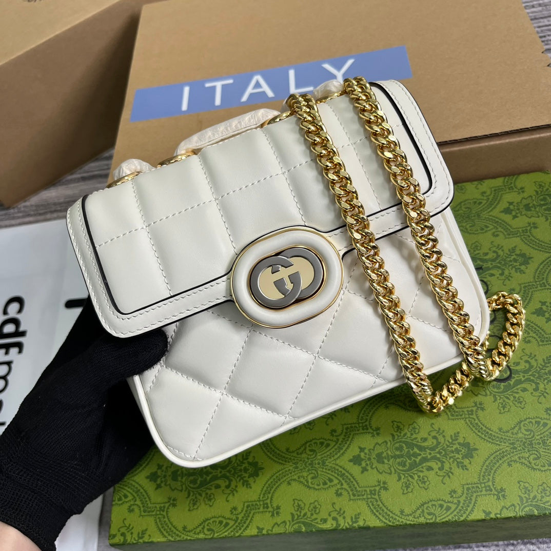 deco white shoulder back small square bag single shoulder crossbody bag 741457