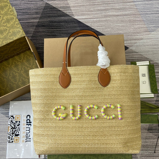 gg lido series 38cm brown tote handbag 779666