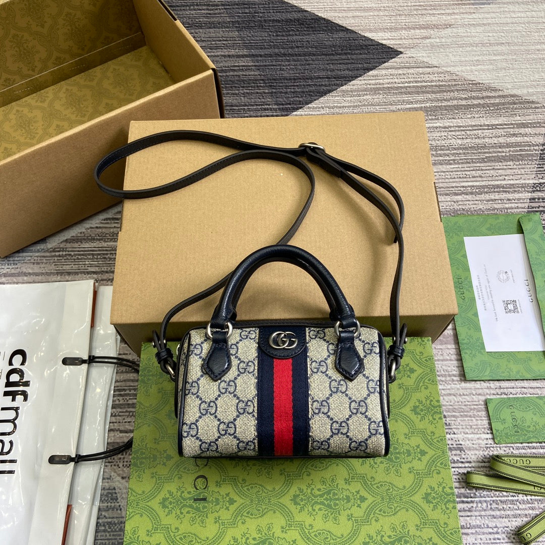 ophidia mini handbag blue handheld underarm shoulder bag