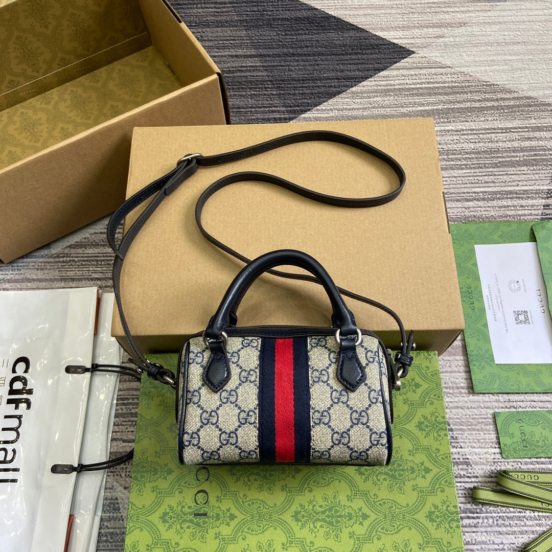 ophidia mini handbag blue handheld underarm shoulder bag