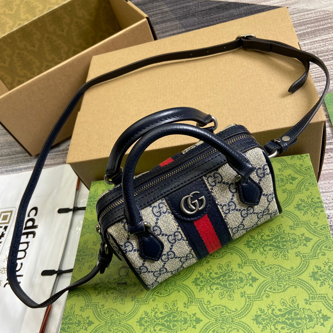 ophidia mini handbag blue handheld underarm shoulder bag
