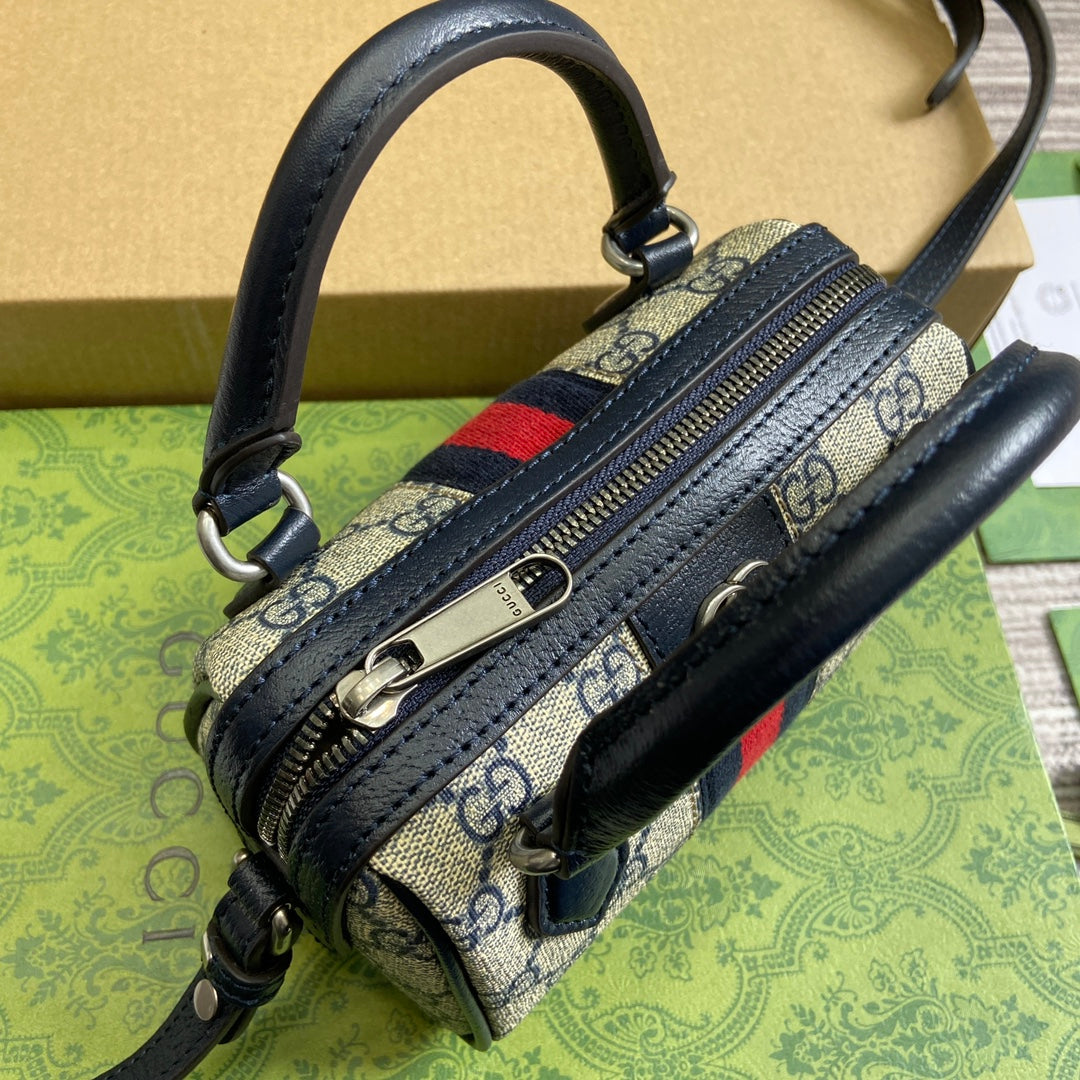ophidia mini handbag blue handheld underarm shoulder bag