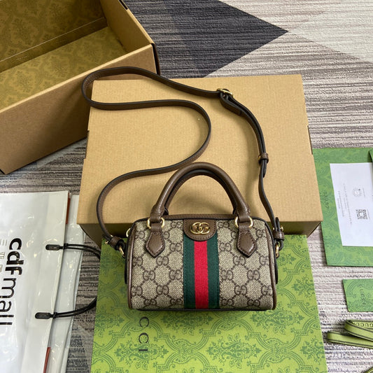 ophidia canvas mini brown crossbody handbag bag 781490