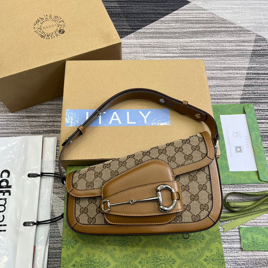 gg horsebit 1955 series brown underarm small shoulder backpack