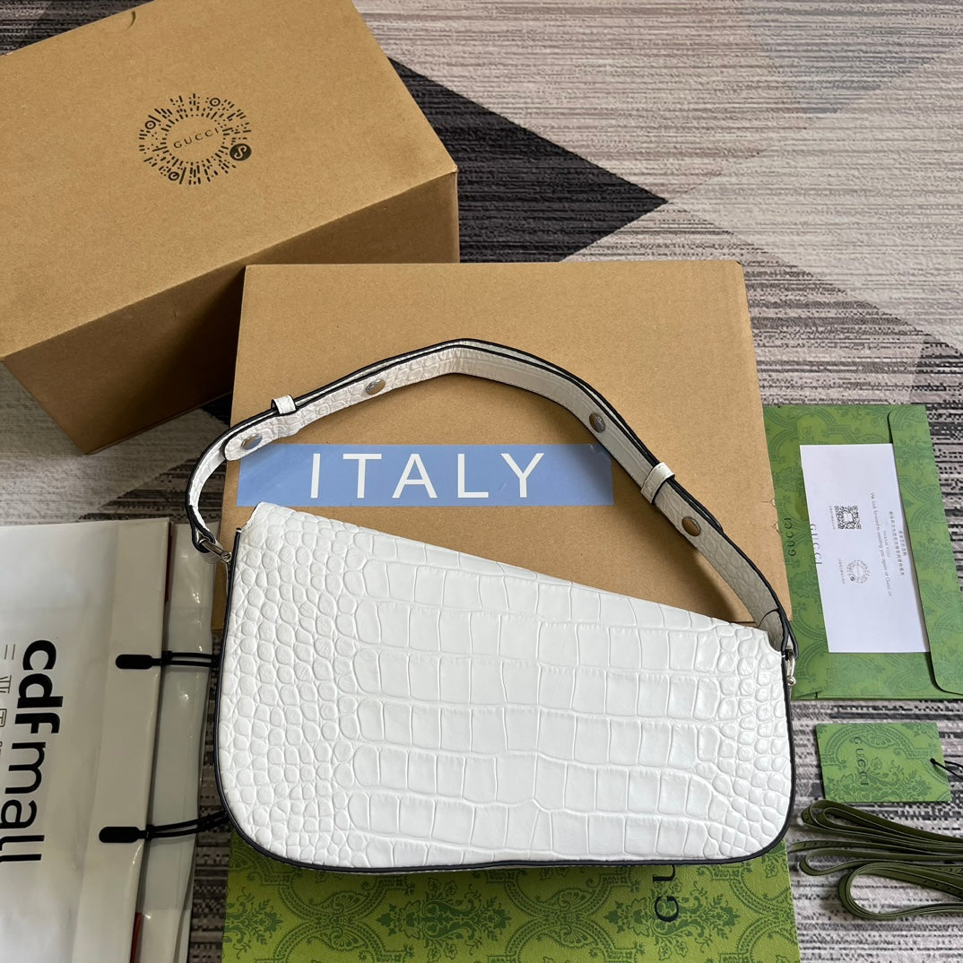 gg horsebit 1955 series small white underarm handbag shoulder backpack 764155