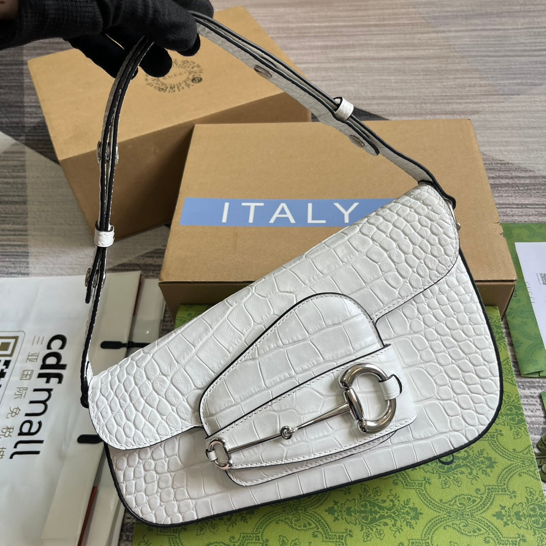 gg horsebit 1955 series small white underarm handbag shoulder backpack 764155
