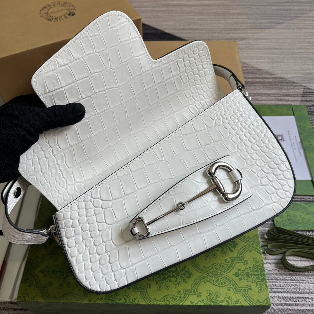 gg horsebit 1955 series small white underarm handbag shoulder backpack 764155