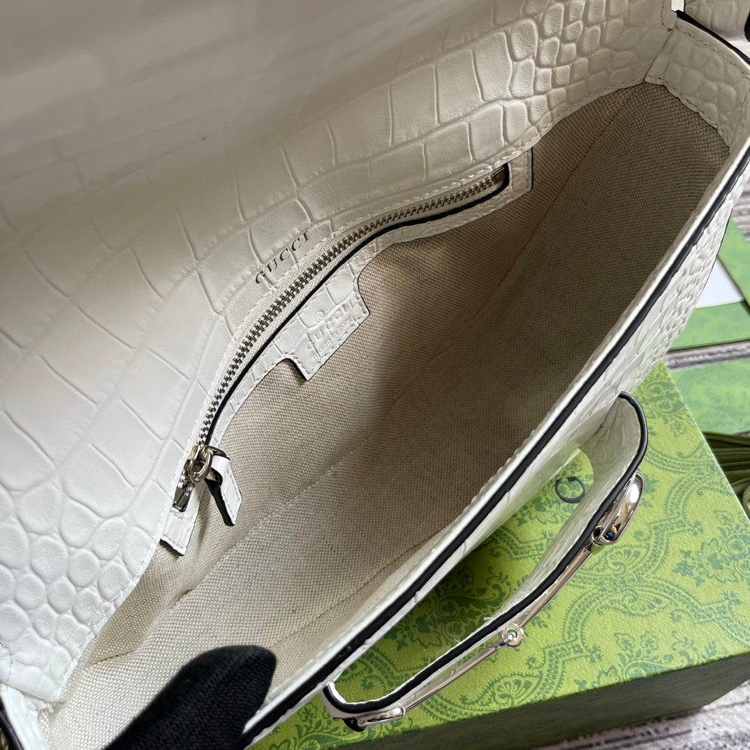 gg horsebit 1955 series small white underarm handbag shoulder backpack 764155