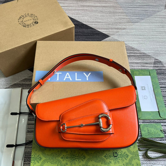gg horsebit 1955 series small orange underarm shoulder backpack 764155