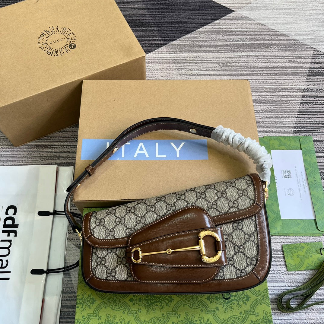 gg horsebit 1955 series 26cm brown underarm handbag 764155