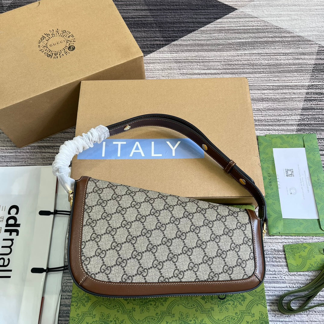 gg horsebit 1955 series 26cm brown underarm handbag 764155
