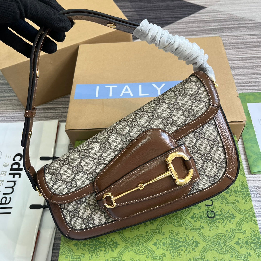 gg horsebit 1955 series 26cm brown underarm handbag 764155