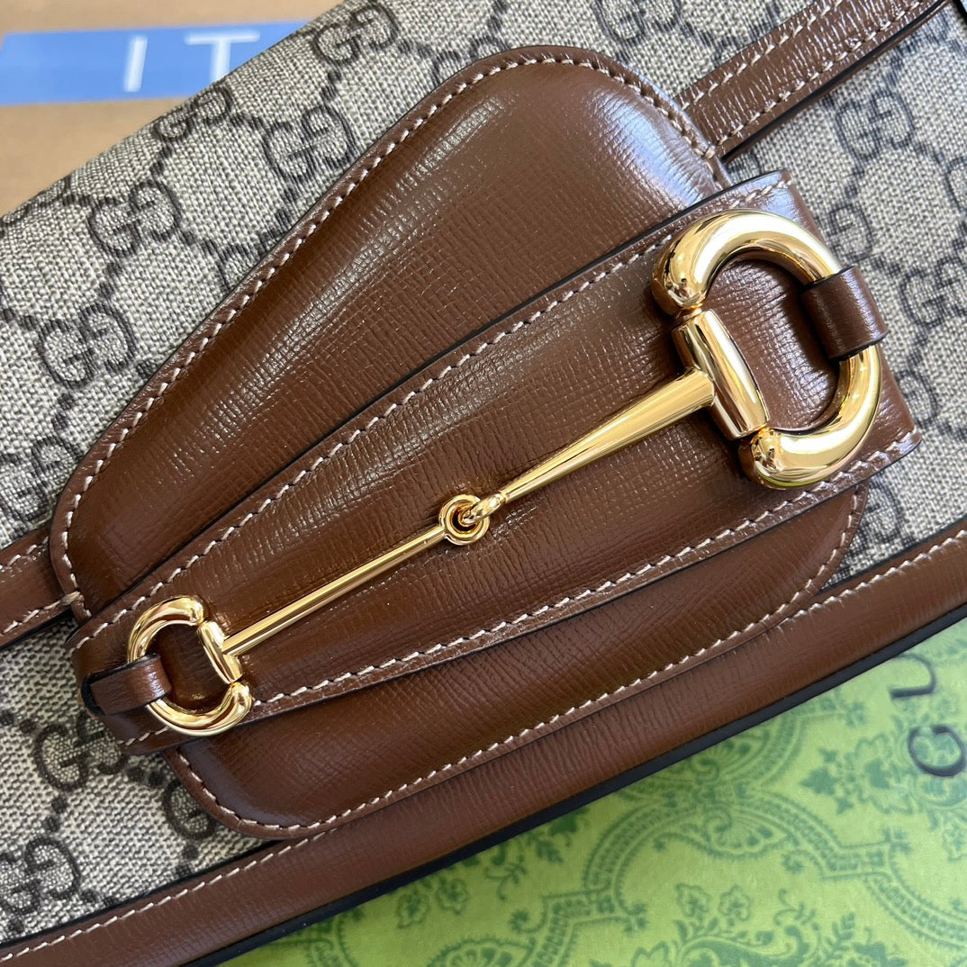 gg horsebit 1955 series 26cm brown underarm handbag 764155