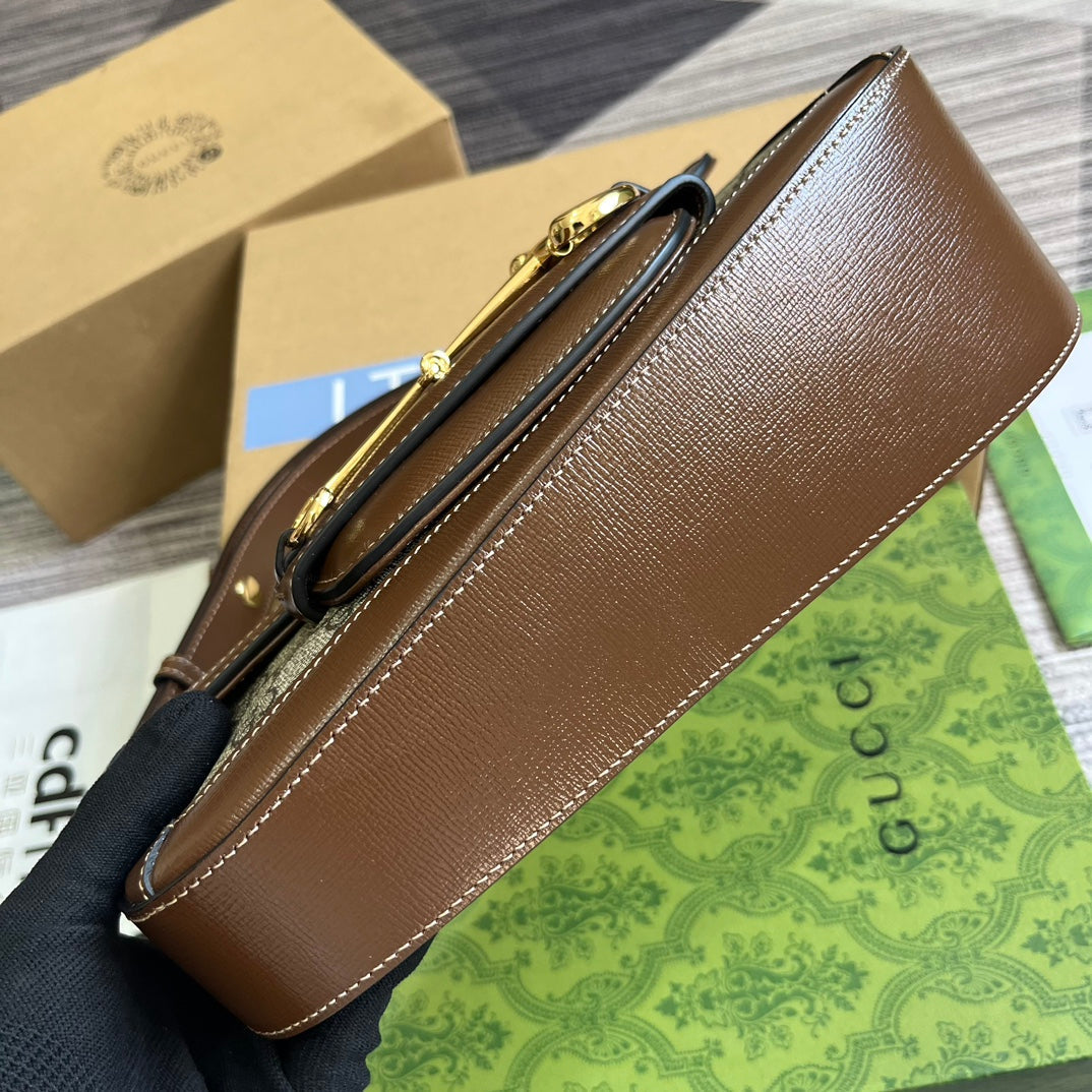 gg horsebit 1955 series 26cm brown underarm handbag 764155