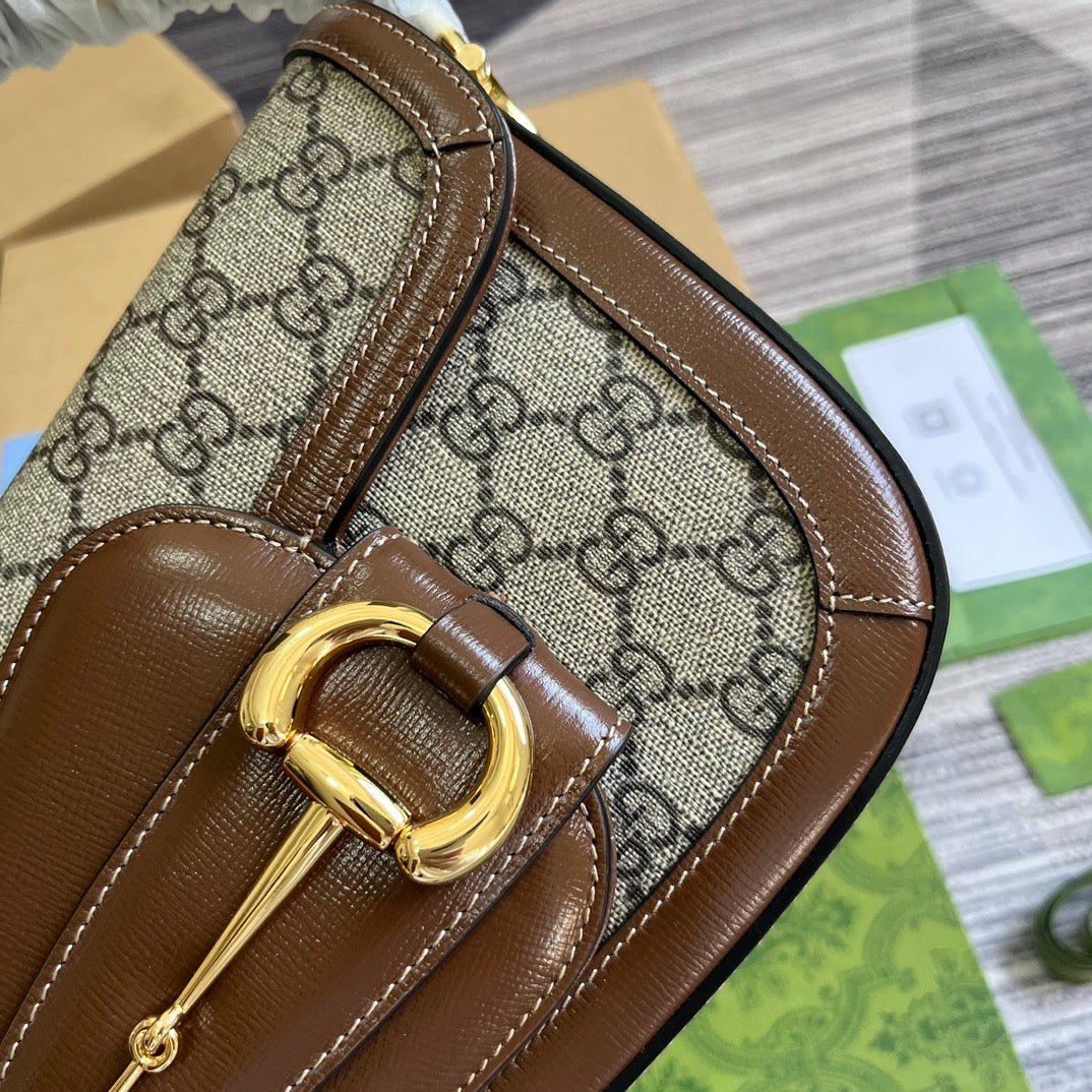 gg horsebit 1955 series 26cm brown underarm handbag 764155