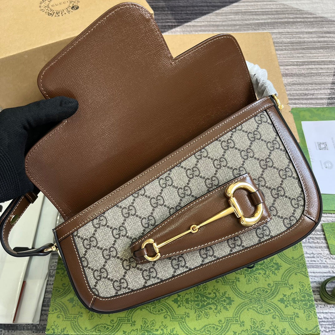gg horsebit 1955 series 26cm brown underarm handbag 764155