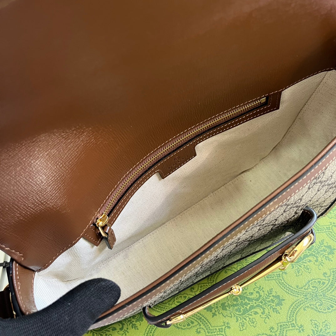 gg horsebit 1955 series 26cm brown underarm handbag 764155