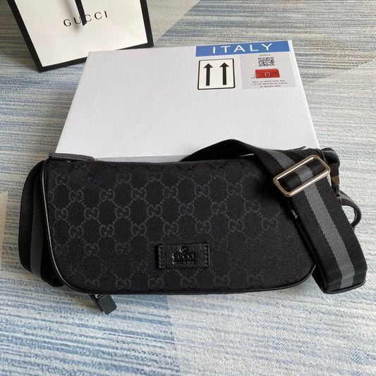 gg 27cm black chest bag waist bag 449182