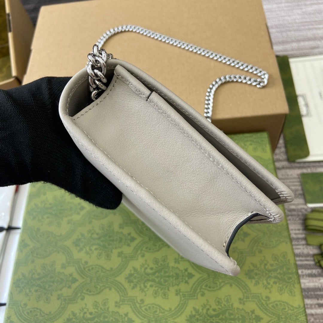 gg marmont white chain strap cross shoulder wallet 790060