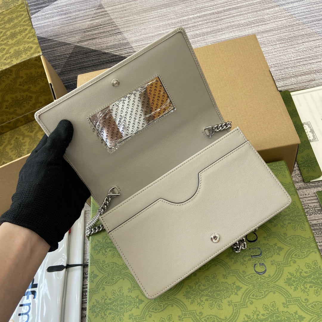 gg marmont white chain strap cross shoulder wallet 790060