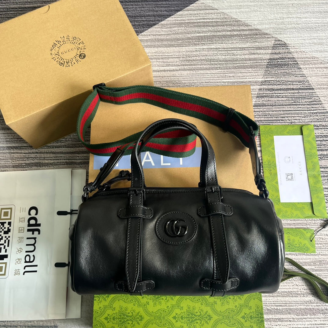 28cm black large capacity small leather travel crossbody handbag 725701