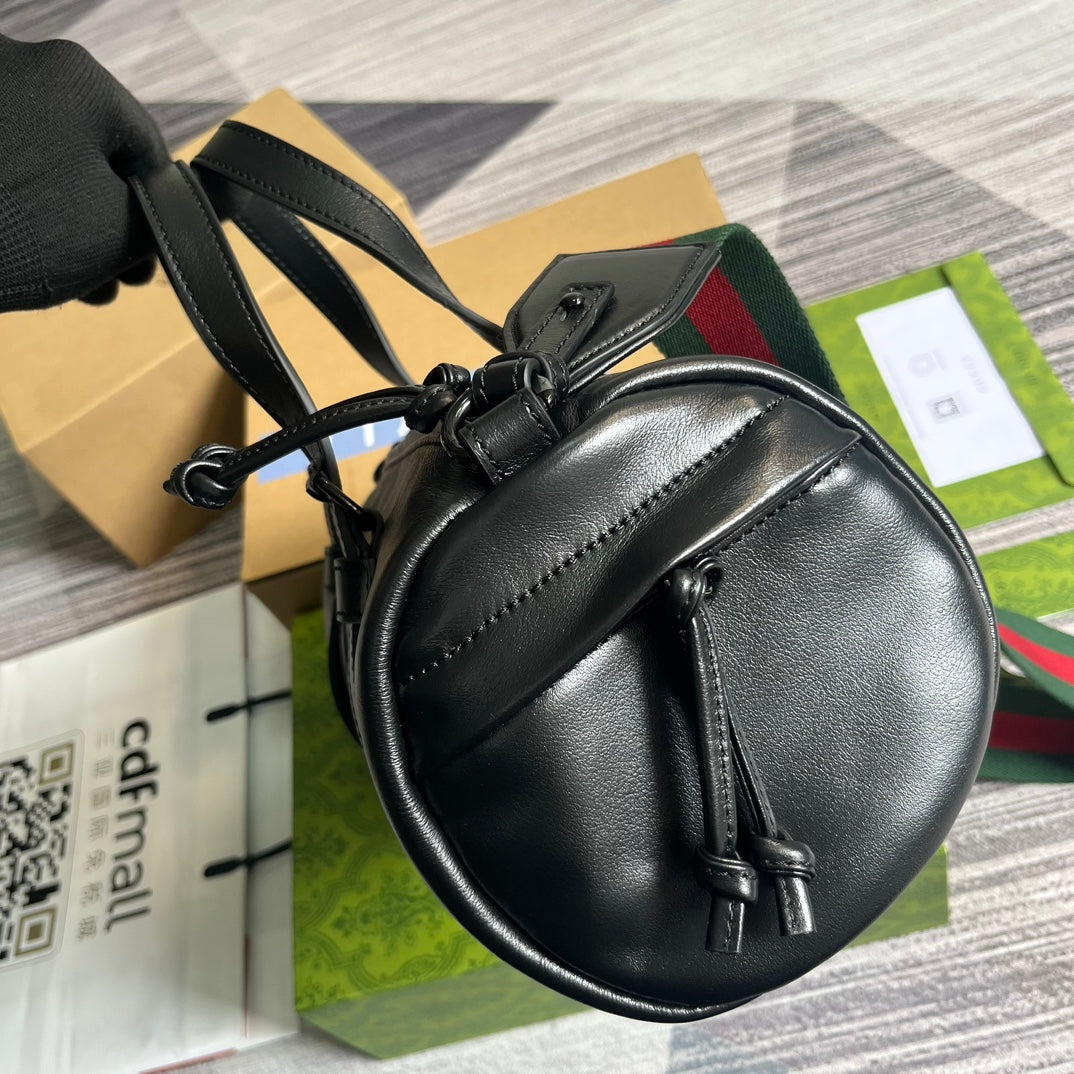 28cm black large capacity small leather travel crossbody handbag 725701
